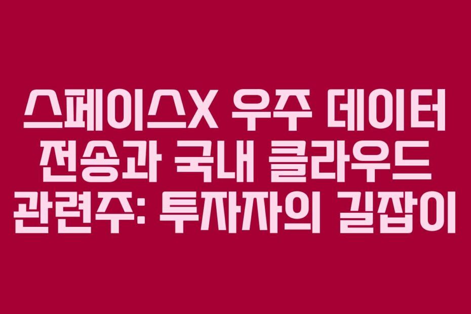 스페이스X 우주 데이터 전송과 국내 클라우드 관련주: 투자자의 길잡이