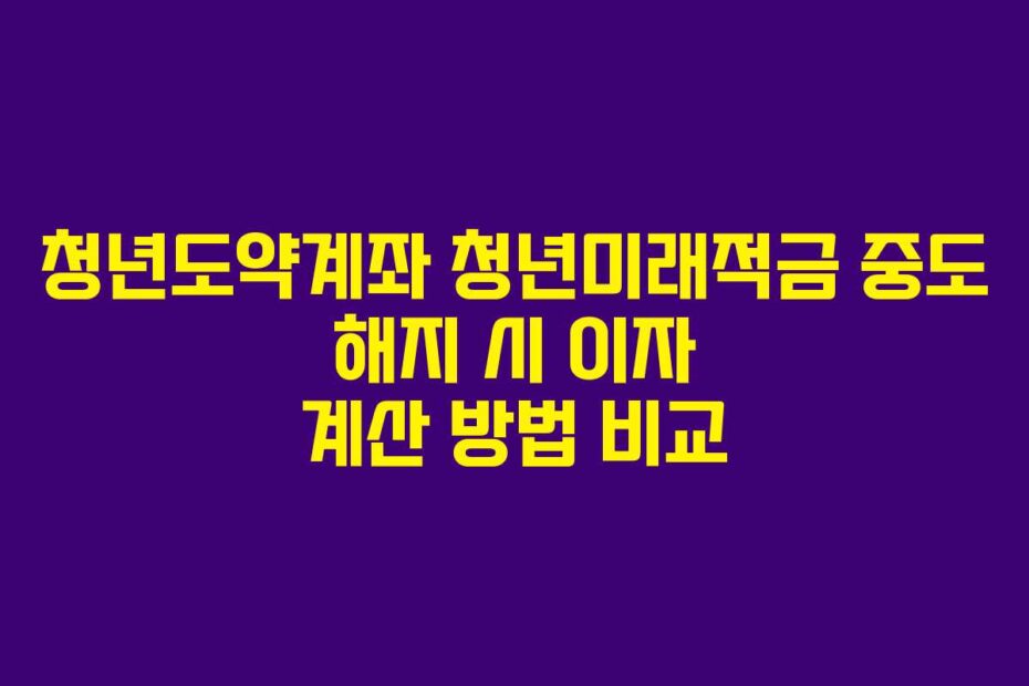 청년도약계좌 청년미래적금 중도 해지 시 이자 계산 방법 비교