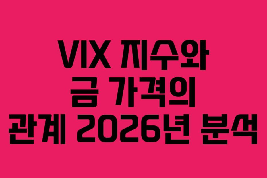 VIX 지수와 금 가격의 관계 2026년 분석