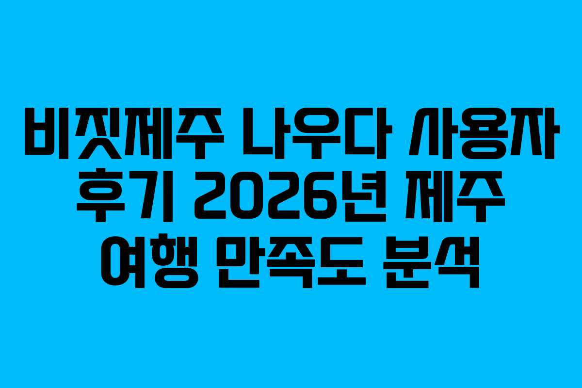 비짓제주 나우다 사용자 후기 2026년 제주 여행 만족도 분석