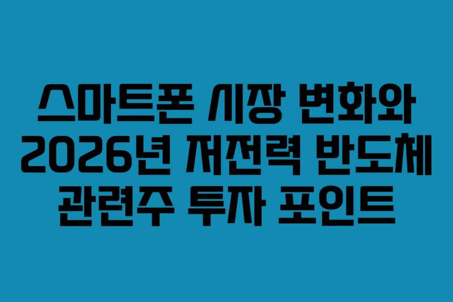 스마트폰 시장 변화와 2026년 저전력 반도체 관련주 투자 포인트