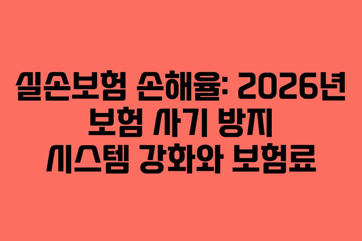 실손보험 손해율: 2026년 보험 사기 방지 시스템 강화와 보험료