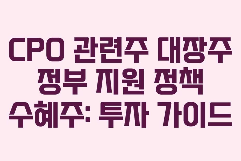 CPO 관련주 대장주 정부 지원 정책 수혜주: 투자 가이드