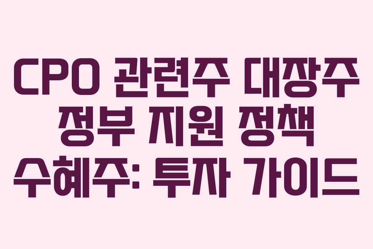 CPO 관련주 대장주 정부 지원 정책 수혜주: 투자 가이드