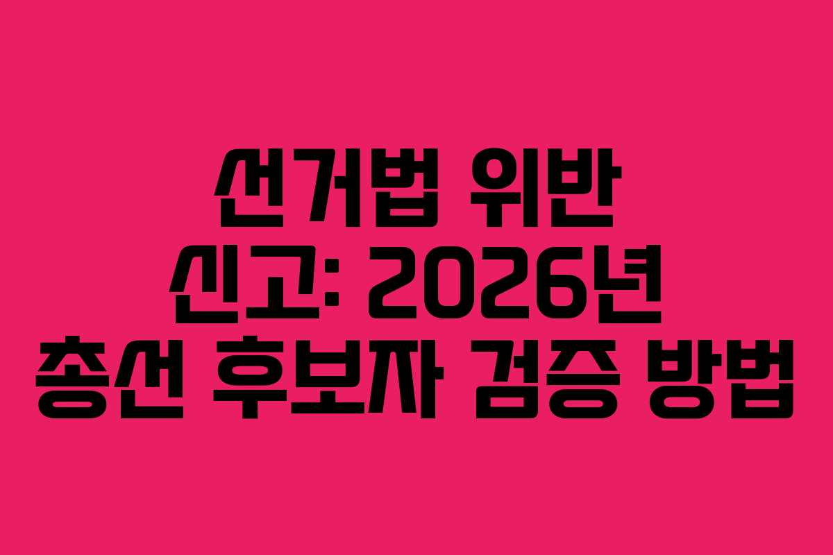 선거법 위반 신고: 2026년 총선 후보자 검증 방법