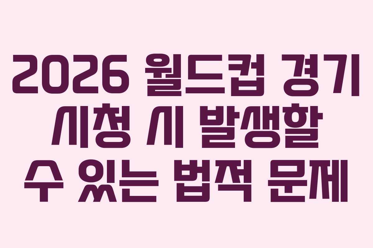 2026 월드컵 경기 시청 시 발생할 수 있는 법적 문제
