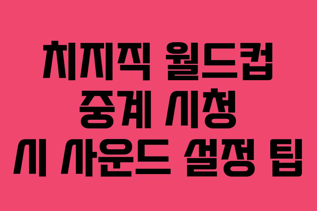 치지직 월드컵 중계 시청 시 사운드 설정 팁